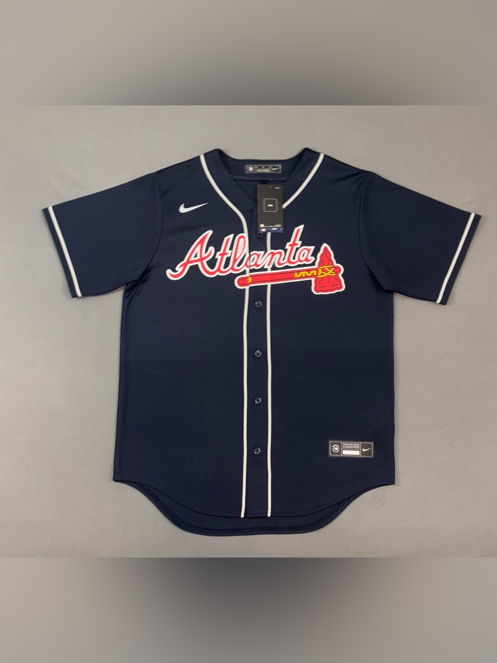 Men’s Nike Atlanta Braves MLB Jersey Navy Blue Size MEDIUM